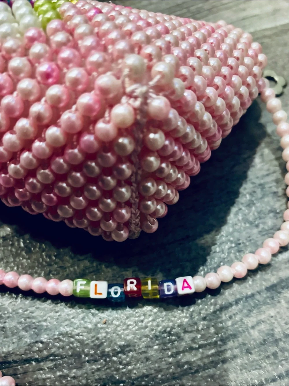 Girls Light Pink Unicorn Purse with Florida Beading